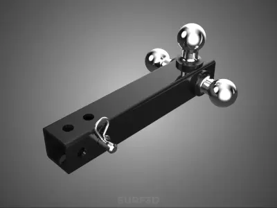 THREE 3 TRIPLE HITCH BALL MOUNT TRAILER SHANK RECEIVER TOWING 3D model