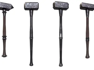 Modular Melee Hammer Pack Low Poly Procedural Weapon Parts Pack Low-poly 3D model
