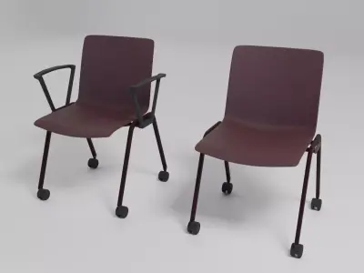 SHILA - Stackable plastic reception chair with castors - Free 3D model