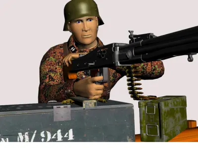 MG-42 machine gun set 3D model