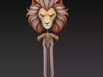 Lion King Sword - Majestic Fantasy Sculpture Blade 3D model