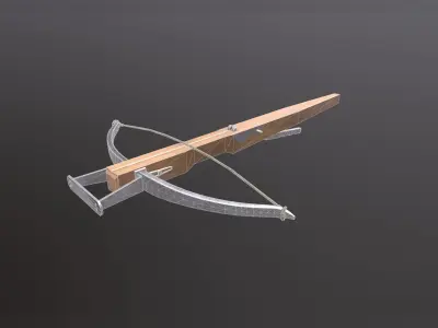 Crossbow 3D model with wooden handle Low-poly 3D model
