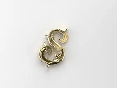 S Letter script Initial 3D print model