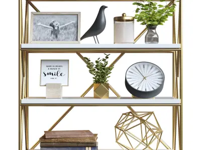 Decorative set 1 gold bookcase 3D model