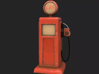 Stylized Vintage Gas Pump Low-poly 3D model