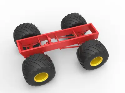 Old school monster truck chassis Scale 1 to 25 3D print model