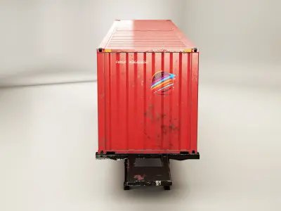 Used Old ISO Shipping Container Semi Trailer 3D model