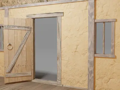 Medieval house Low-poly 3D model 8