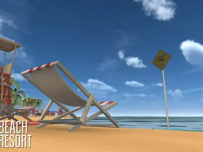 Beach - resort Low-poly 3D model