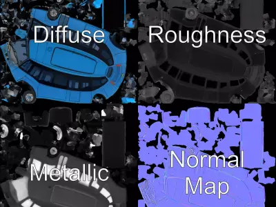 Blue Urban Bus model pack Low-poly 3D model