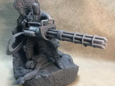 CROSSBONES statue of man holding gun 3D print model