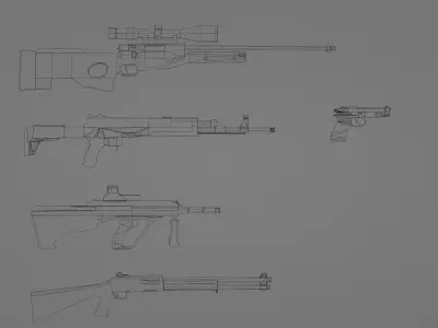 Weapons kit lowpoly Low-poly 3D model
