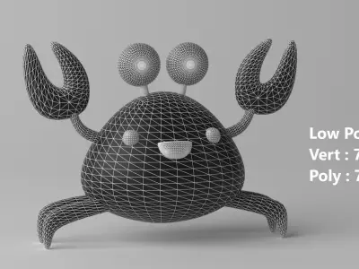 Cartoon Cute Little Crab Low-poly 3D model