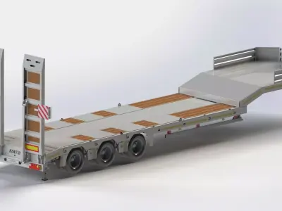 3 Axle Lowbed 3D Drawing on Solidworks Ready to Production 3D model
