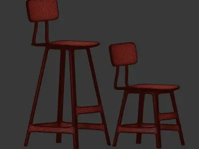 Yardbird Dinning Chair and Barstool 3D model