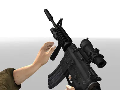 3DRT - Modern Firearms Animated - M4 Carbine Low-poly 3D model