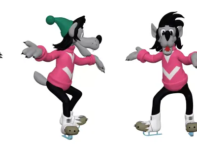 001302 nu pogodi wolf of the ice skates 3D model