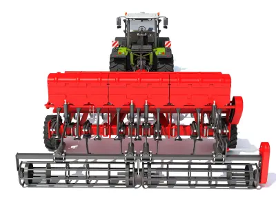 Tractor with Seed Drill 3D model 2