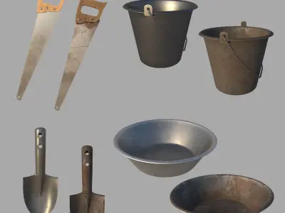 16 Masonry Tools  and 1 Stand 3D model