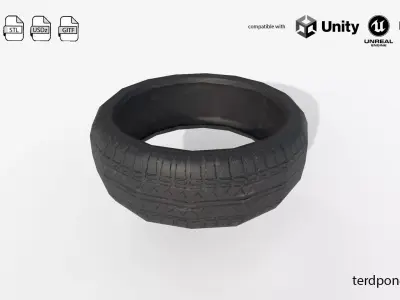 Low Poly Car Tire - Game Ready PBR Low-poly 3D model
