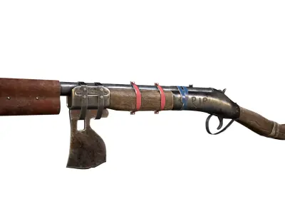 Shotgun axe  Game asset low poly with  Texture