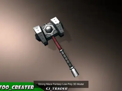 Fantasy Mace - Hammer Collection Pack Low-Poly 3D Model