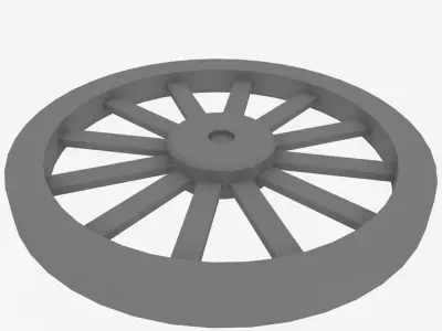 Old Wooden Wheel Low-poly 3D model