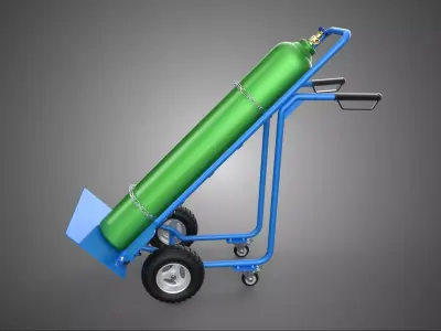 OXYGEN GAS WHEELED TANK STAND HOSPITAL HAND TRUCK TROLLEY CART 4 3D model