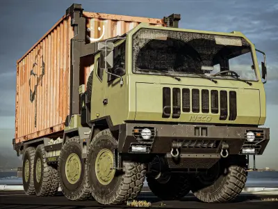 Iveco M320 with loading cargo system Low-poly 3D model