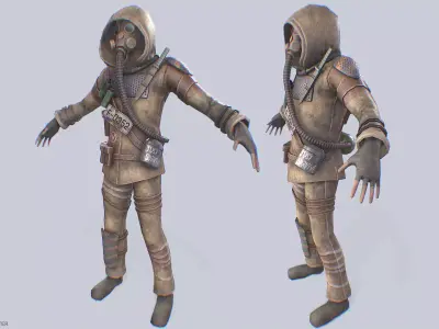 Post apocalypse character Low-poly 3D model