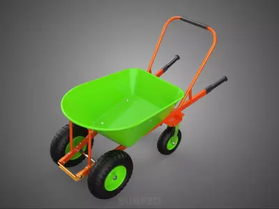 STURDY TIPPING FOUR CASTER WHEEL BARROW WHEELBARROW CART TROLLEY 3D model