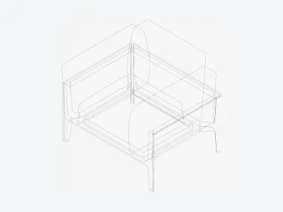 Furniture - Sofa - Contemporary - Oak - Armchair Low-poly 3D model
