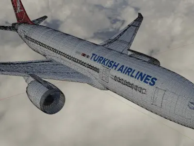 Boeing 787 Turkish Airlines Low-poly 3D model