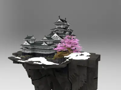 Japanese kingdom flying island 3D model