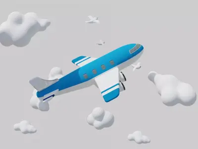 Cartoon jet Low-poly 3D model