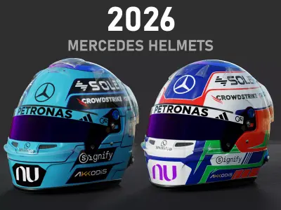 F1 Mercedes Team Helmets 2026 3D model