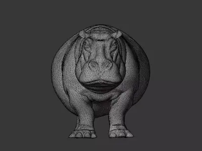 Hippo 3d scan print Low-poly 3D model