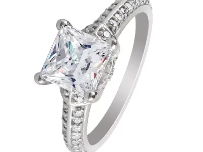 Princess Art Deco Ring 3D print model 6