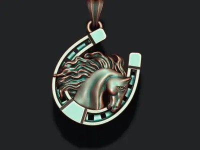 Horse with horseshoe pendant 3D print model