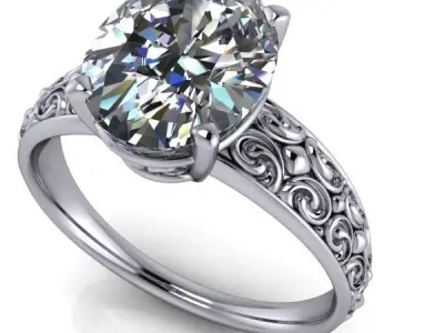 Vintage 2 carat diamond ring hand crafted style design  3D print model