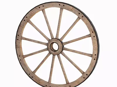 Vintage Wood Wheel 03 Low-poly 3D model