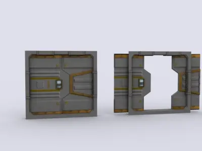 sci fi door Free low-poly 3D model buy