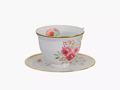 Vintage teacup Low-poly 3D model