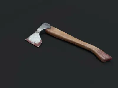 axe with blood  3D model