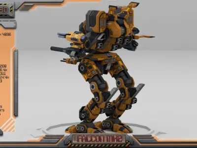 Falcon MK2 Lowpoly Animated BattleMech Low-poly 3D model