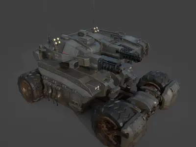 Tank model armored vehicle Low-poly 3D model