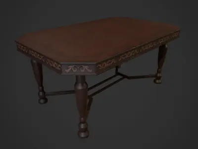 Antique Table and Chairs Low-poly 3D model