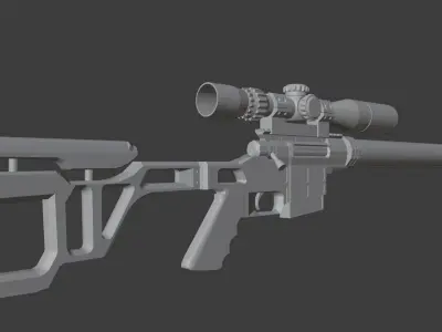 DVL-28B rifle with scope Low-poly 3D model
