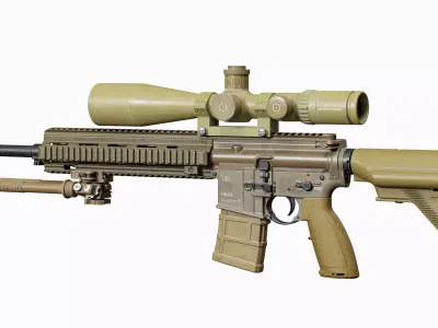 AR 15 Modular Sniper rifle HK416 Low-poly 3D model