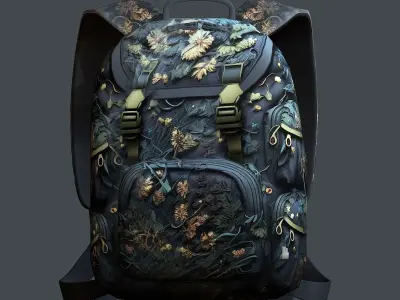 Backpack military combat Black baggage Low-poly Low-poly 3D model 5